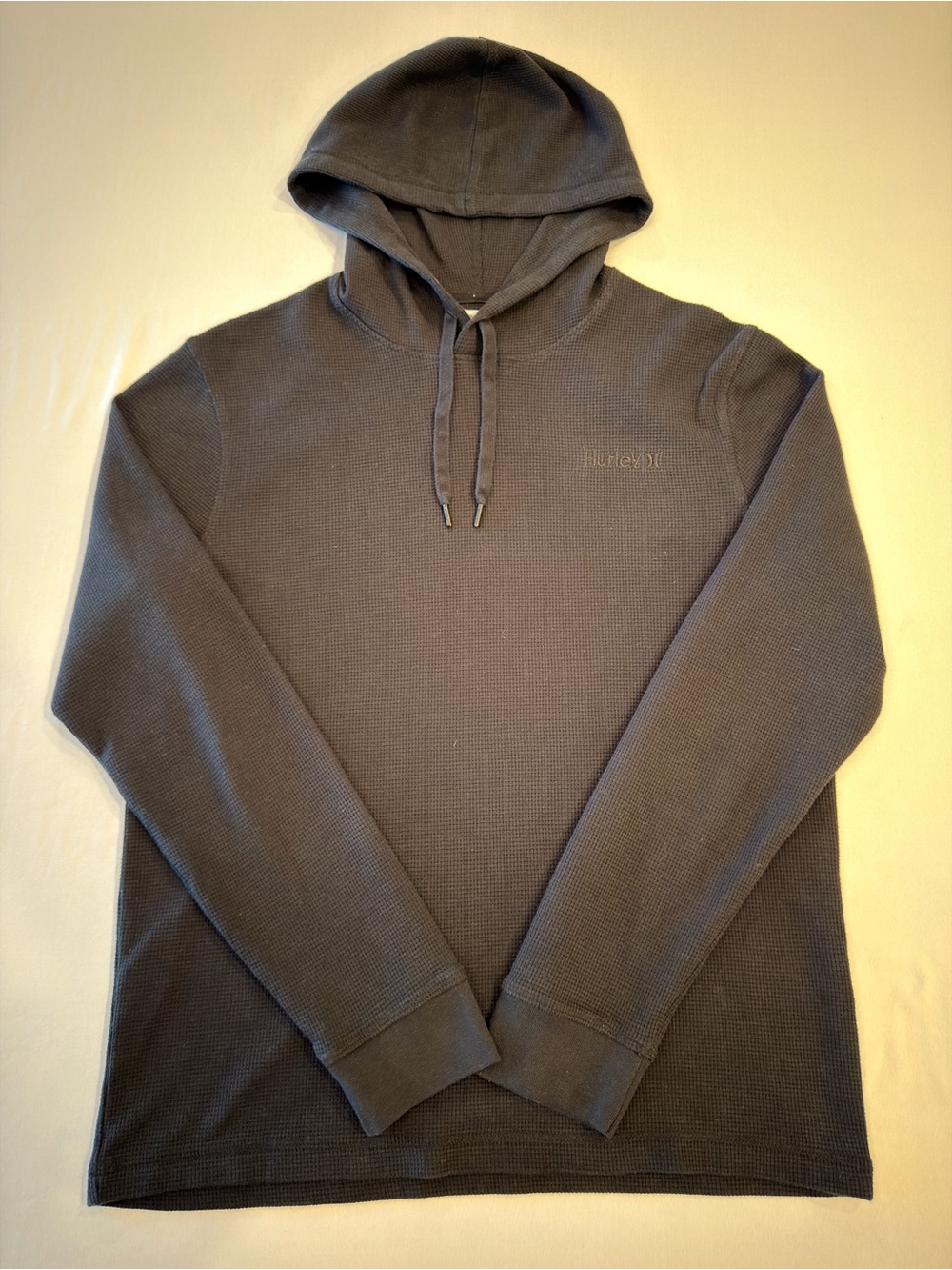 Hurley Waffle-Knit Pullover Hoodie Black M